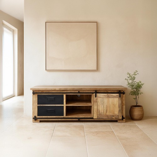 TV-meubel van industrieel hout en metaal 140 cm - Paris