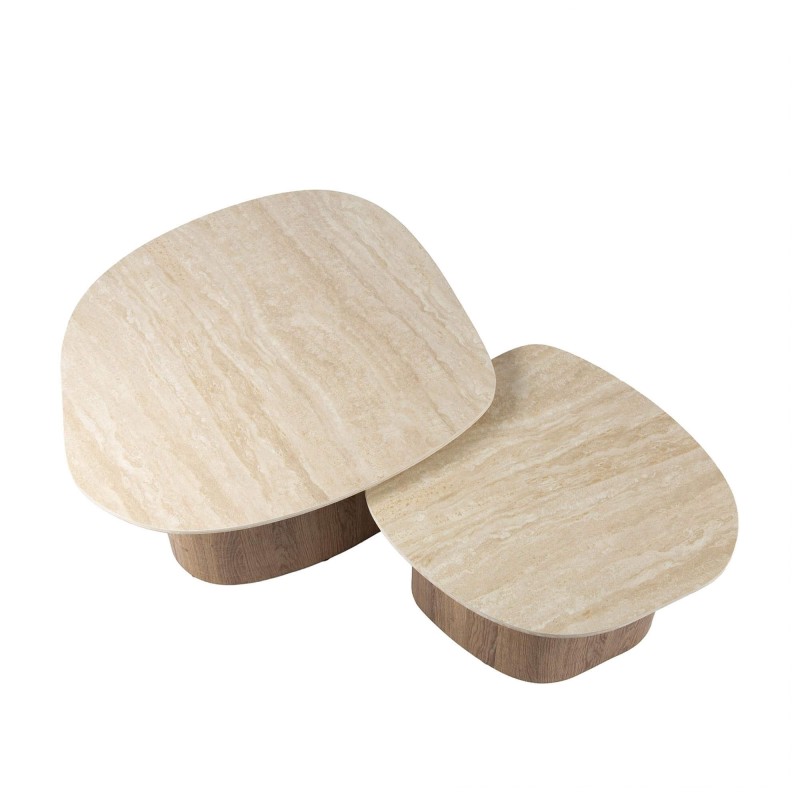 Hedendaagse salontafel in travertin-keramiek (set van 2) – Tavola