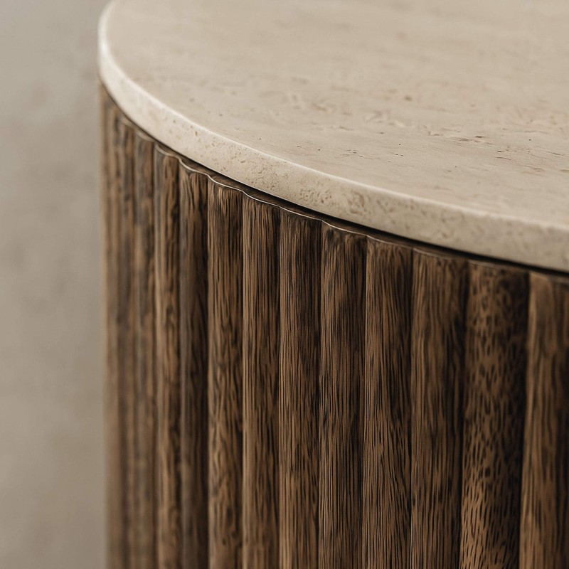 Halfronde salontafel in massief mangohout (set van 2) – Nuovo