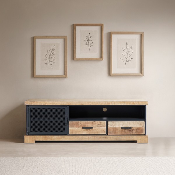 TV-meubel van massief hout en metaal 150 cm - Cambridge