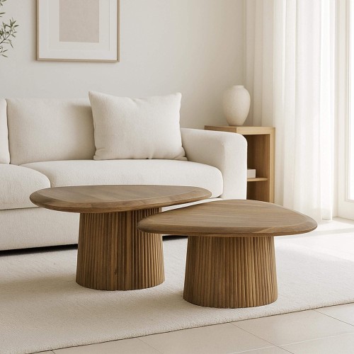 Salontafel in massief mangohout (set van 2) – Cresco