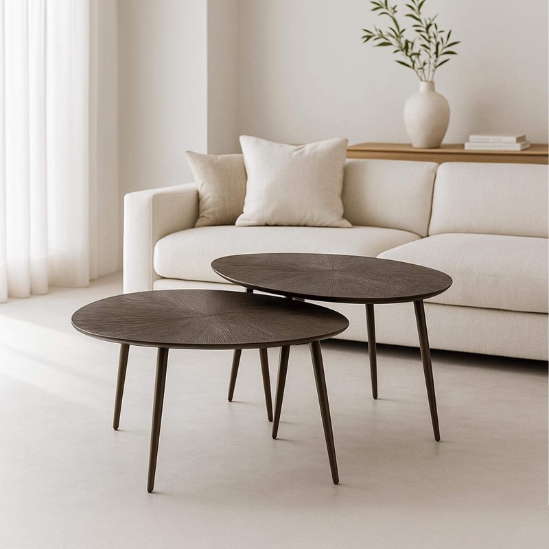 Salontafelset in bronskleurig metaal (set van 2) – Nesso