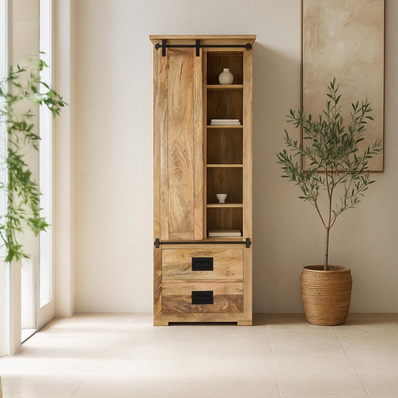 Industriële boekenkast in massief hout - Paris