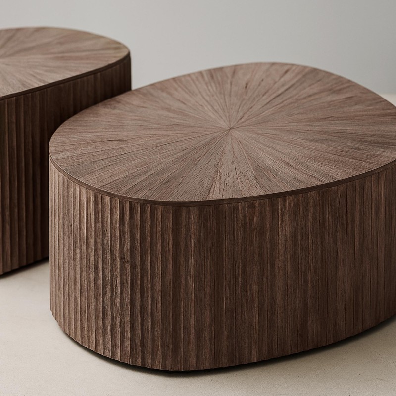 Tafelset in organische vorm in teakhout (set van 2) – Ovo