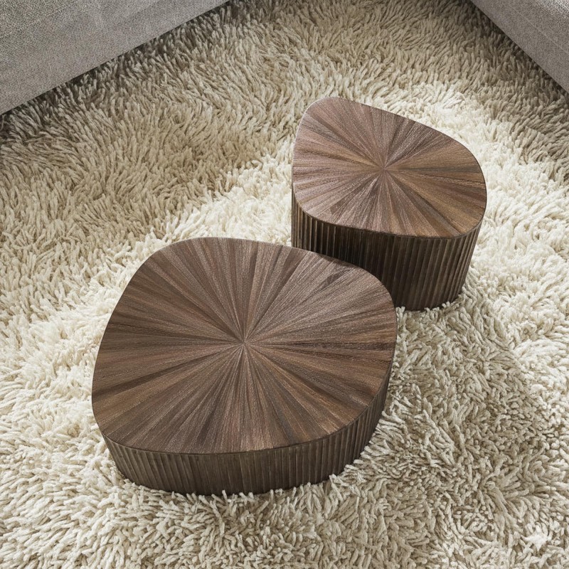 Tafelset in organische vorm in teakhout (set van 2) – Ovo