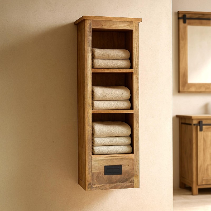 Kolomkast voor de badkamer in hout en metaal – Paris