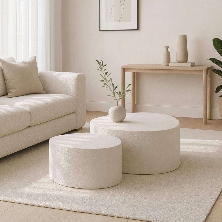 Design witte salontafel in composietmarmer (set van 2) – Arco