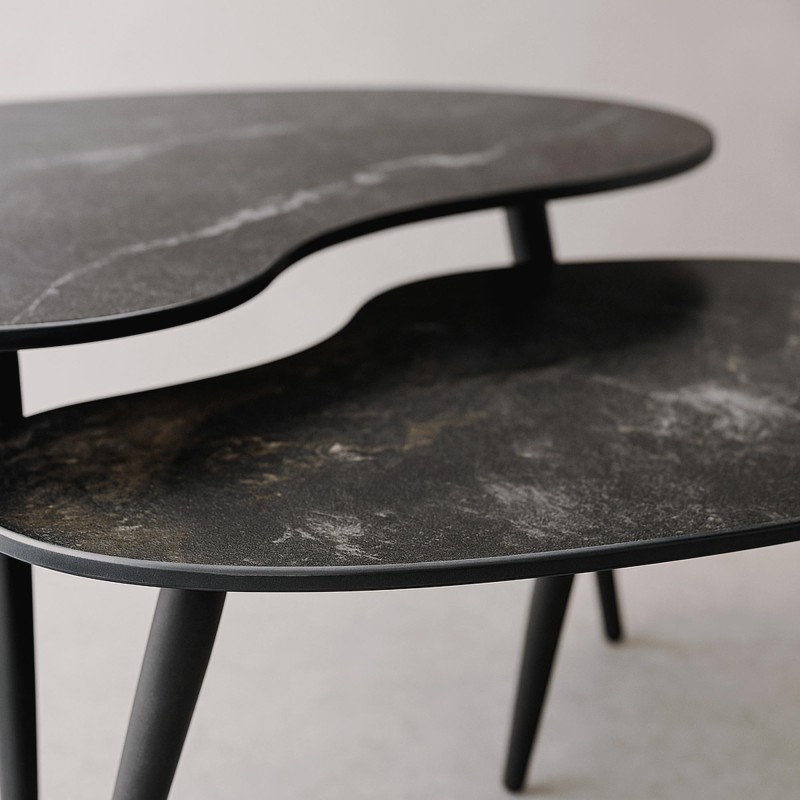 Set van 2 organisch gevormde keramische salontafels