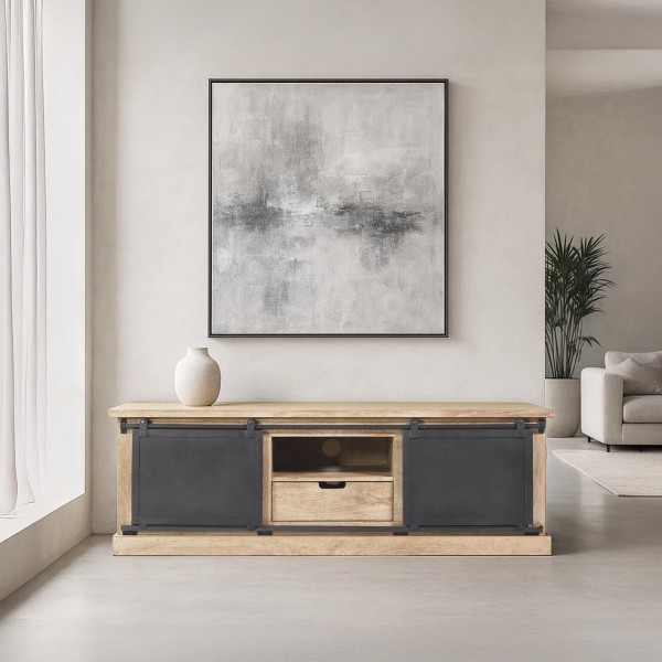 Tv-meubel massief hout en metaal in industriële stijl 150 cm – Detroit