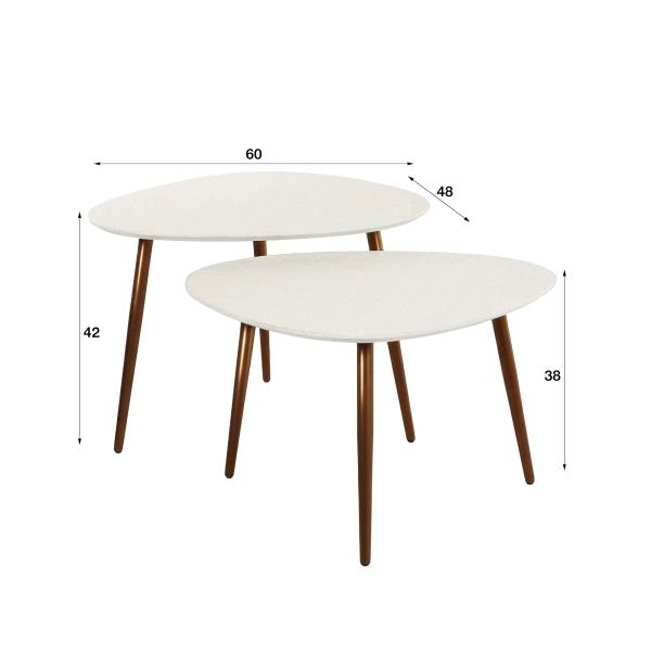 Design witte salontafel in composietmarmer (set van 2) – Arco