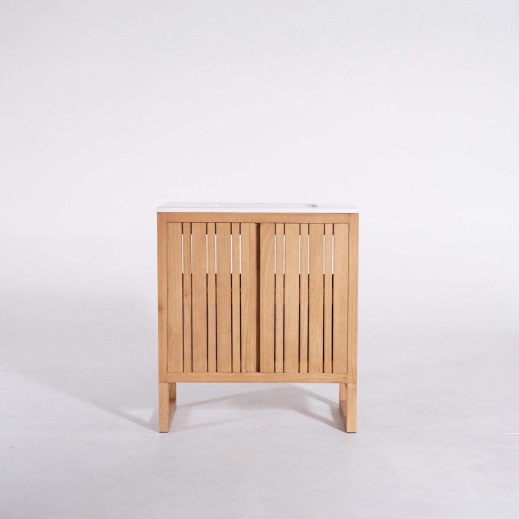 Massief houten badkamermeubel voor enkele inbouwwastafel - Satya