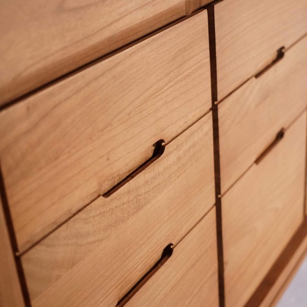 Badkamermeubel met dubbele waskom in massief hout, glanzend wit – Ashwini