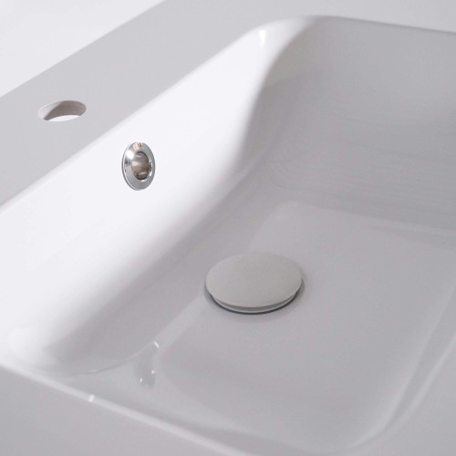 Badmeubel met één waskom in massief hout, hoogglans wit – Satya