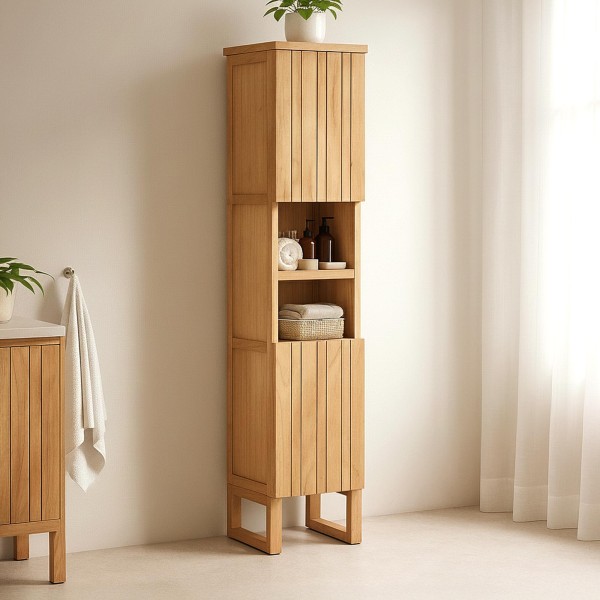 Massief houten vrijstaande badkamerzuil - Satya