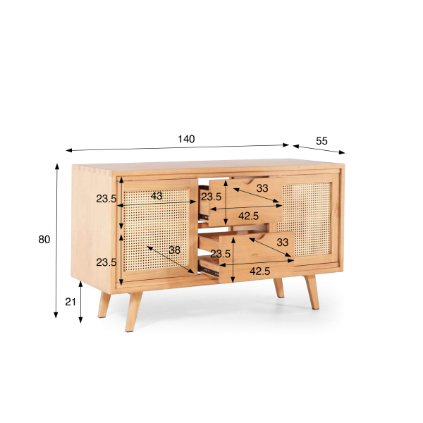 Badmeubel in massief hout op poten 140 cm - Anaya