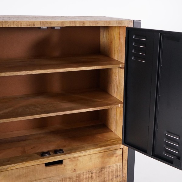 Kast in massief mangohout met metalen deur 60 cm – Kansas