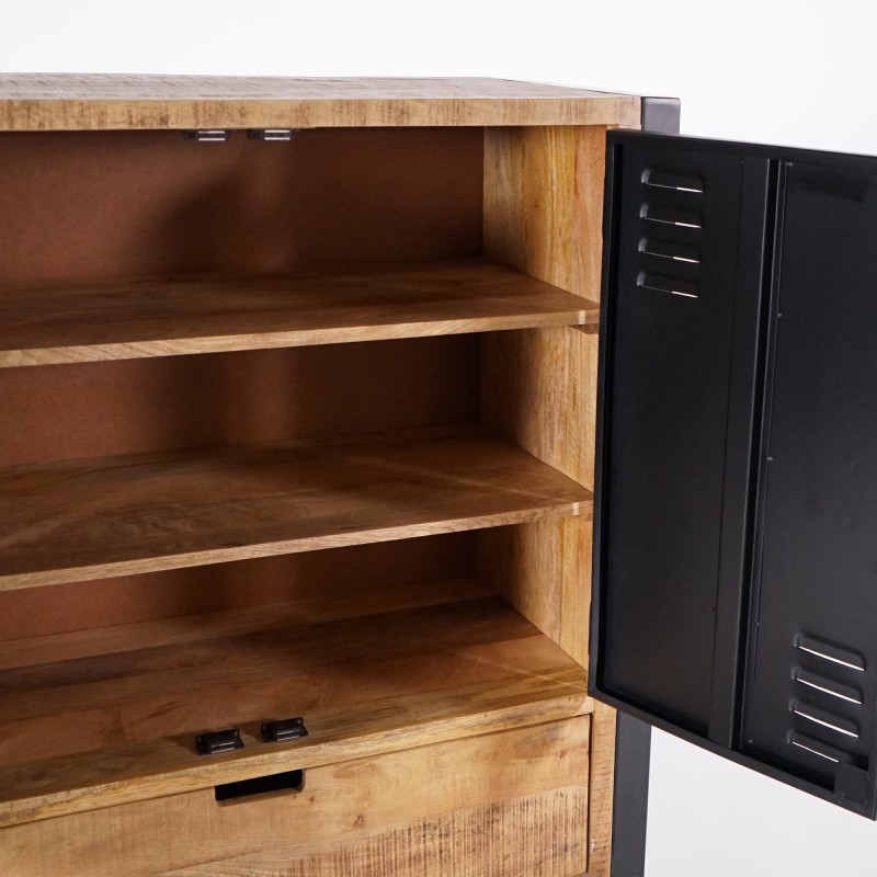 Kast in massief mangohout met metalen deur 60 cm – Kansas
