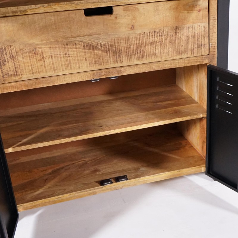Kast in massief mangohout met metalen deur 100 cm – Kansas