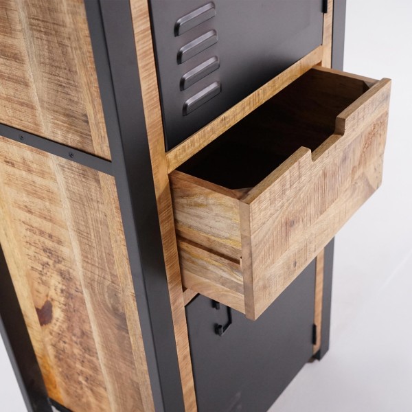 Kast van massief mangohout met metalen deur 60 cm – Kansas