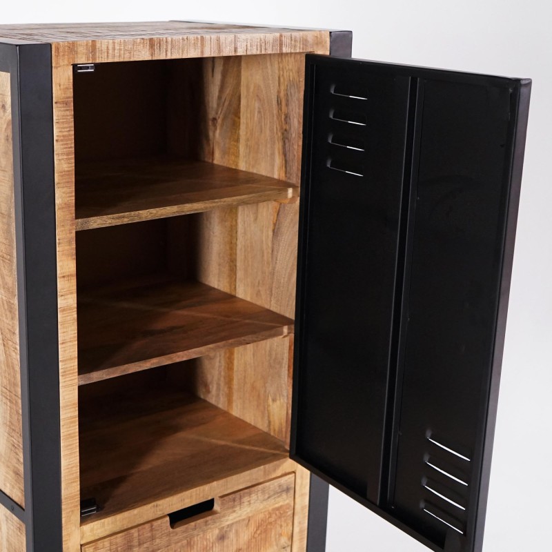 Kast van massief mangohout met metalen deur 60 cm – Kansas