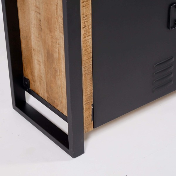 Kast van massief mangohout met metalen deuren 130 cm – Kansas