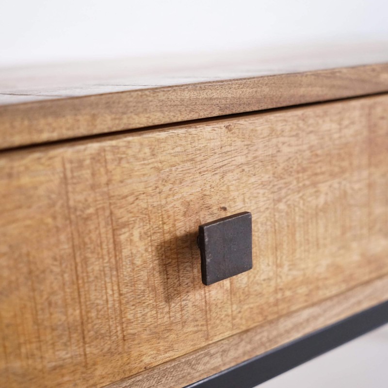 Salontafel in massief mangohout met metalen frame