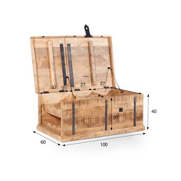 Salontafel met opbergruimte in massief hout