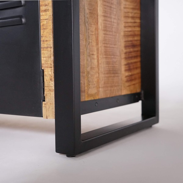 Tv-meubel in massief mangohout met metalen deur 220 cm – Kansas