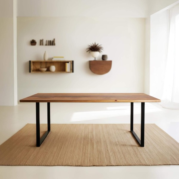 Eettafel in massief mangohout en metaal 200 cm – Kansas