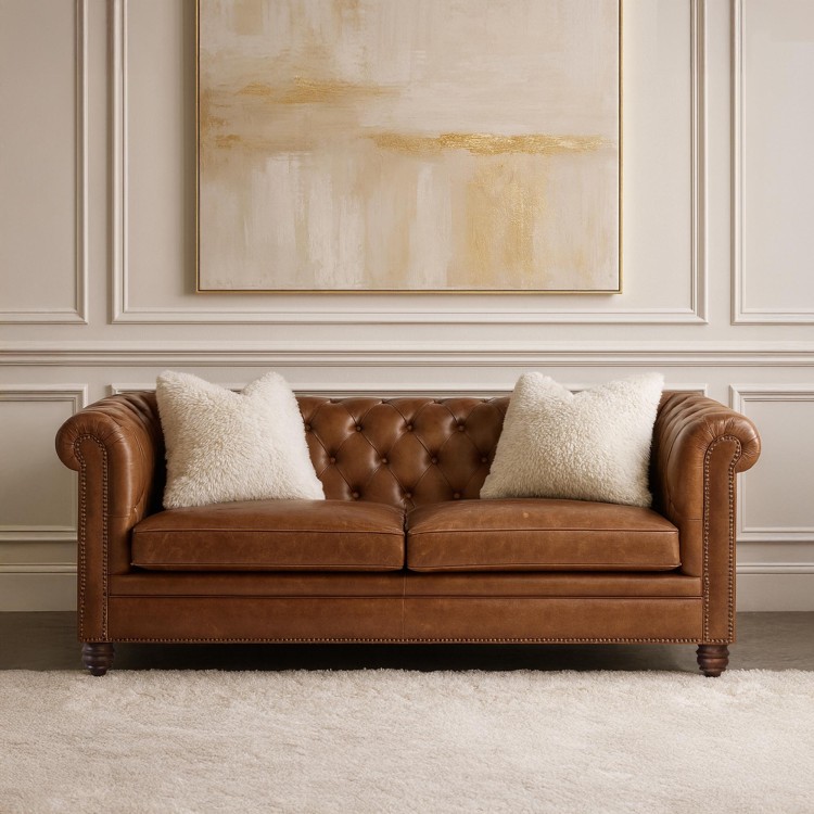 3-zits Chesterfield lederen bank