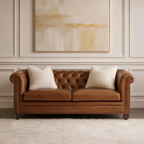 3-zits Chesterfield lederen bank