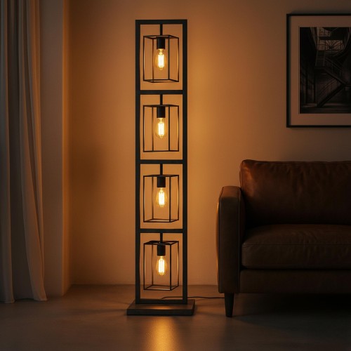 Staande lamp in industriële...