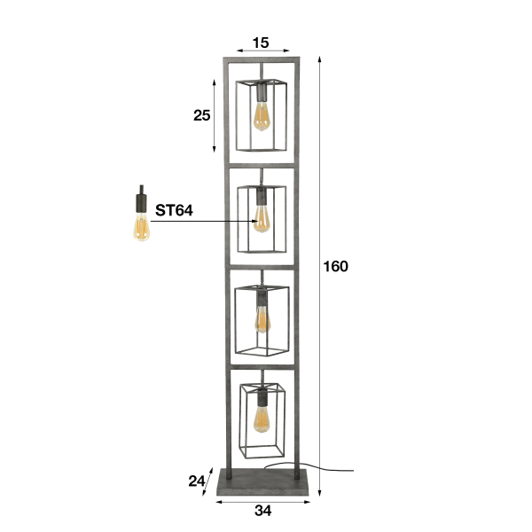 Staande lamp in industriële stijl in metaal – Nocta