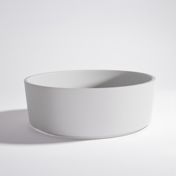 Ronde waskom in mat wit keramiek – Rundo