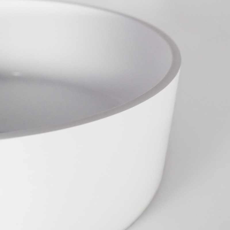 Ronde opzetwastafel voor badkamer, mat wit, mineraalmarmer - Rundo