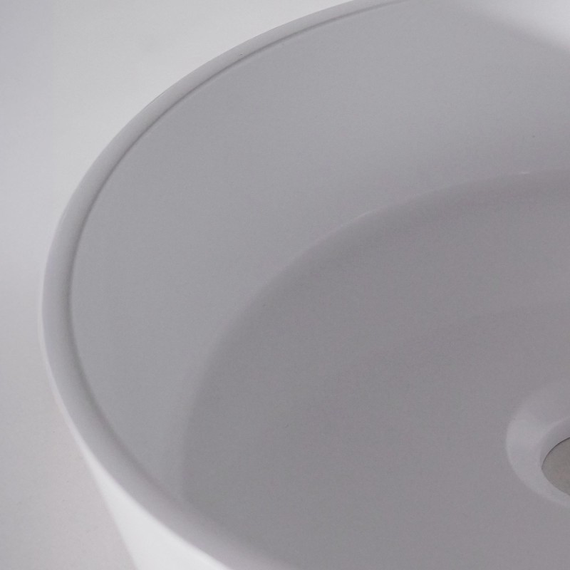 Ronde opzetwastafel voor badkamer, mat wit, mineraalmarmer - Rundo