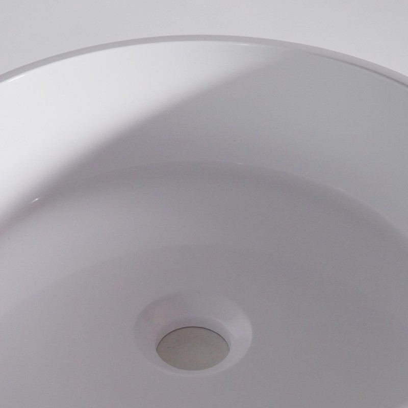 Ronde opzetwastafel voor badkamer, mat wit, mineraalmarmer - Rundo