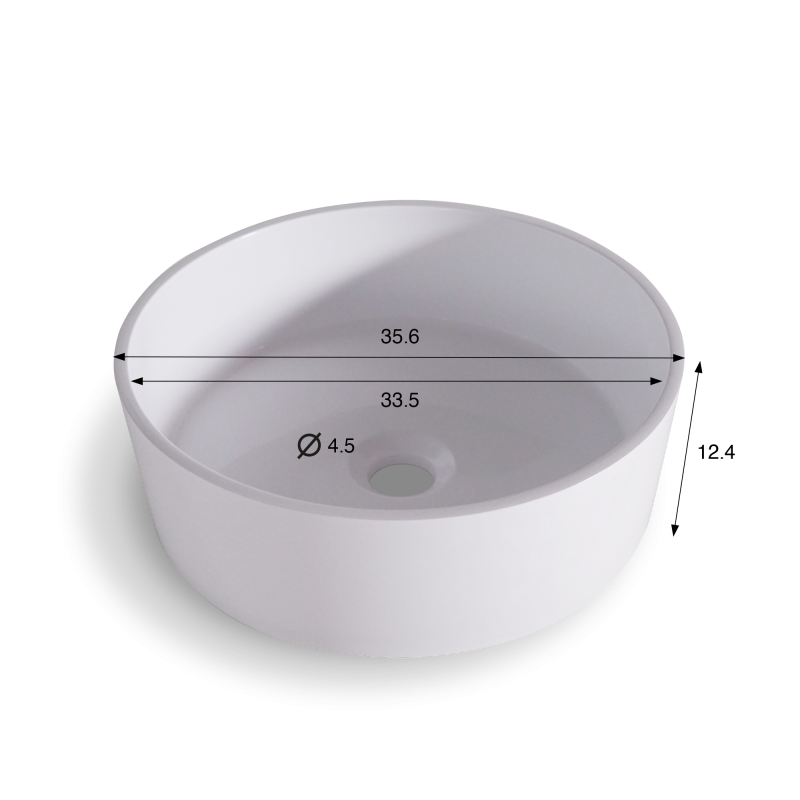 Ronde opzetwastafel voor badkamer, mat wit, mineraalmarmer - Rundo