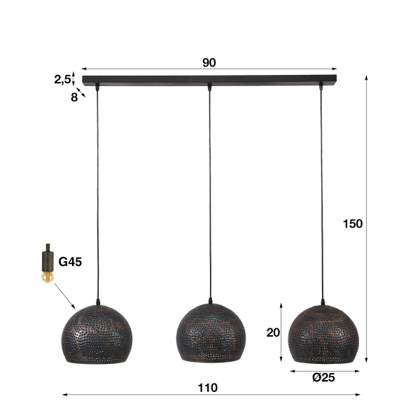Industriële hanglamp in metaal – Forma