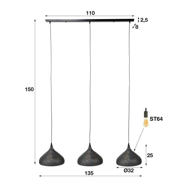 Industriële metalen hanglamp - Forma