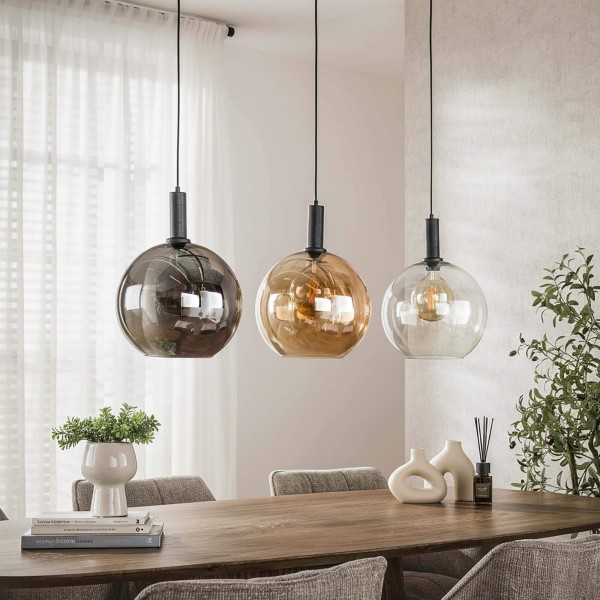 Hanglamp met driekleurige glazen bolvormige kappen – Sfera