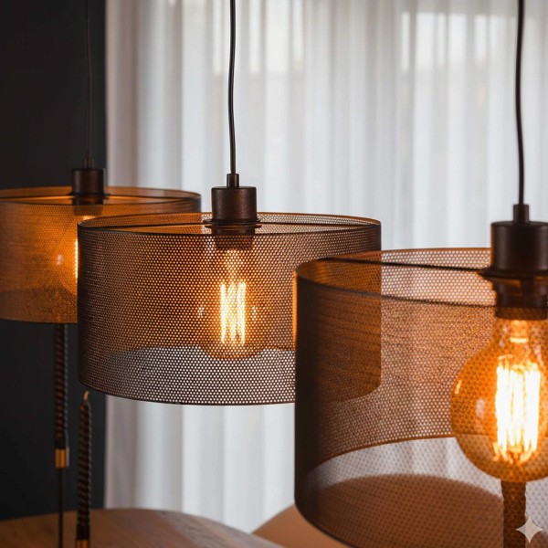 Hanglamp in metaal in industriële stijl – Mesh Round