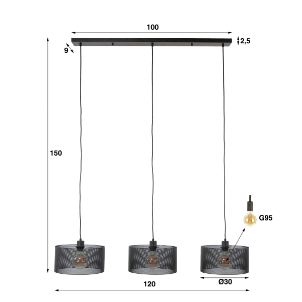 Hanglamp in metaal in industriële stijl – Mesh Round