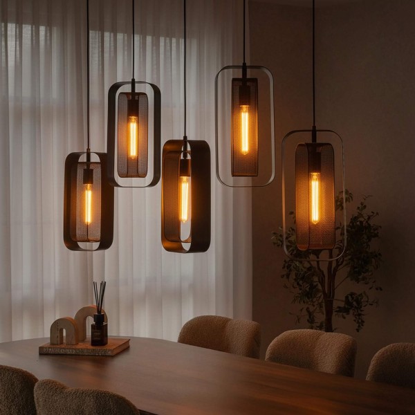 Industriële hanglamp in metaal – Mesh Rotate