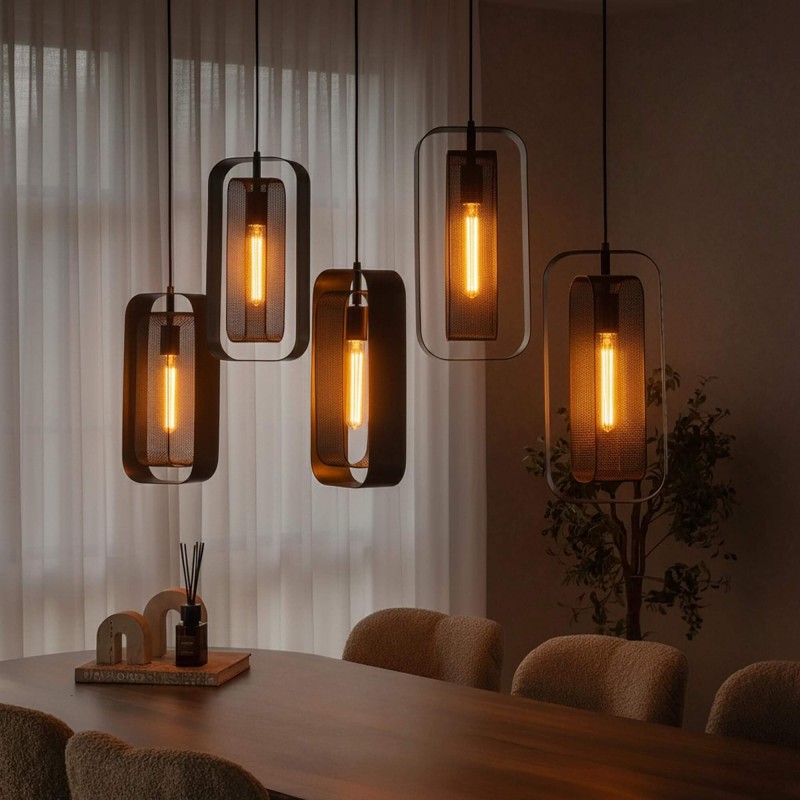 Industriële hanglamp in metaal – Mesh Rotate