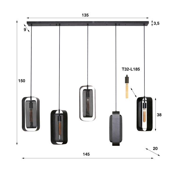 Industriële hanglamp in metaal – Mesh Rotate