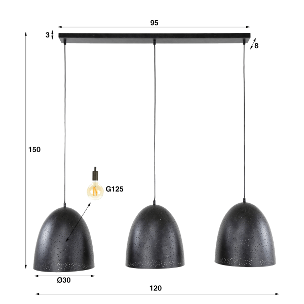 Industriële hanglamp in metaal – Sosmos