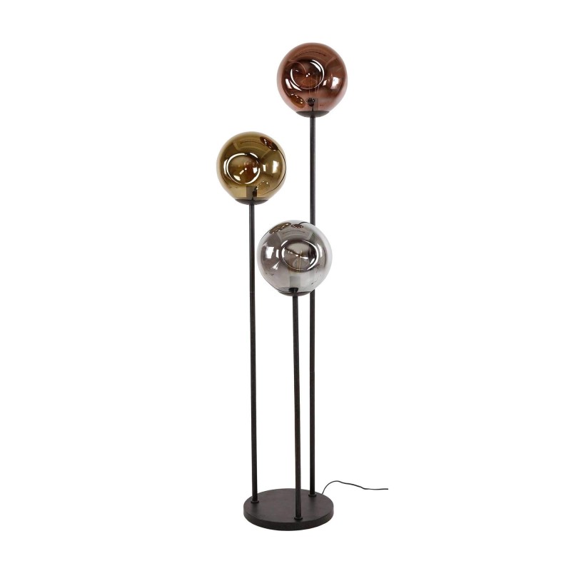 Staande lamp in industriële stijl van metaal met glazen lampenkappen – Caleo