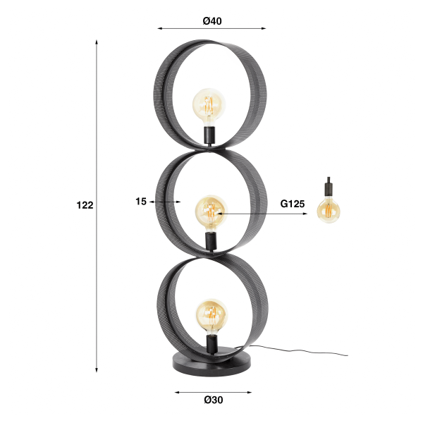 Salonlamp in metaal met antraciet afwerking – Torre