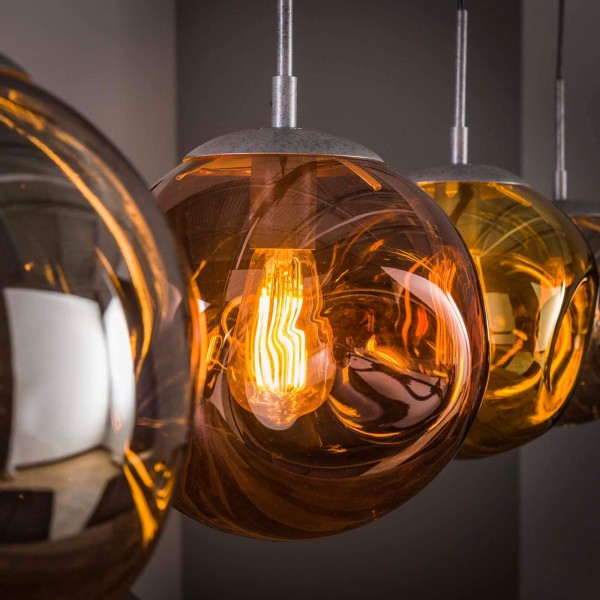 Industriële hanglamp in metaal met glazen lampenkappen – Caleo